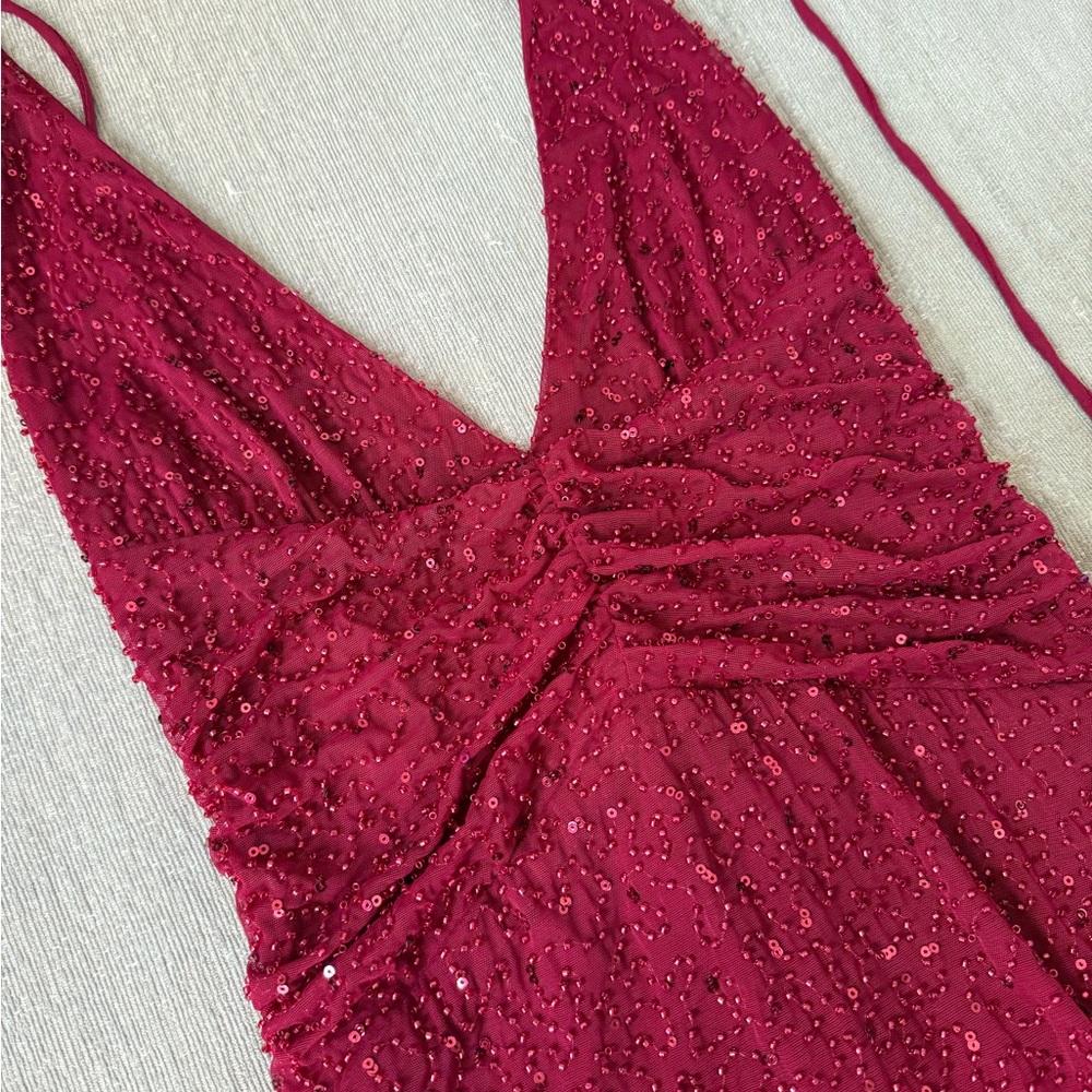 Windsor Blake V-Neck Halter Beaded Slim Formal Dress